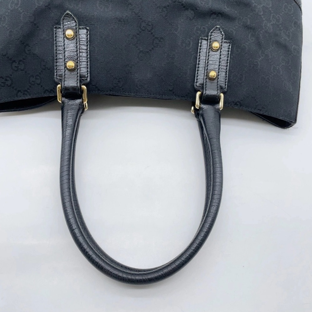 Auth Gucci Horsebit GG Canvas X Leather Sherry Line 137385 Black Tote Bag - Picture 6 of 16